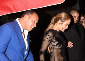 Jennifer Lopez Leggy in Short See-Through Dress at Her Birthday Party in Miami