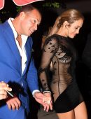 Jennifer Lopez Leggy in Short See-Through Dress at Her Birthday Party in Miami