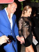 Jennifer Lopez Leggy in Short See-Through Dress at Her Birthday Party in Miami