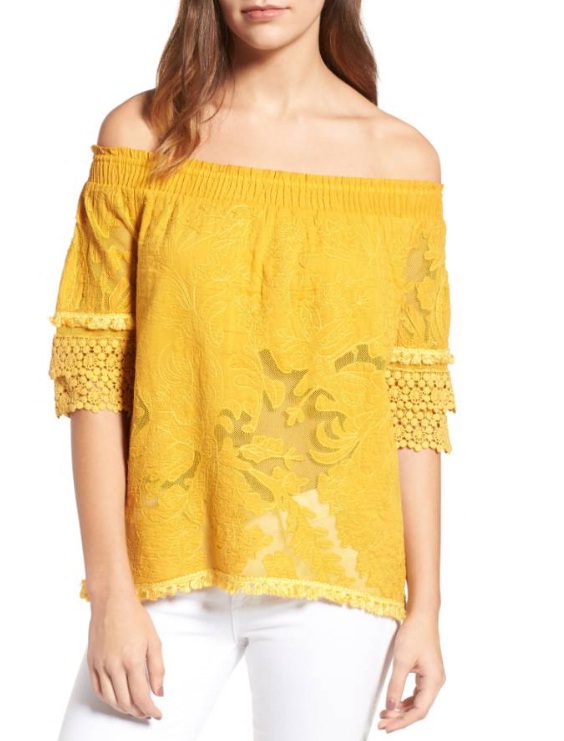 31a33 YELLOW BLOUSE 3 - Get Elizabeth Olsen’s Yellow Bohemian Blouse From “Ingrid Goes West”