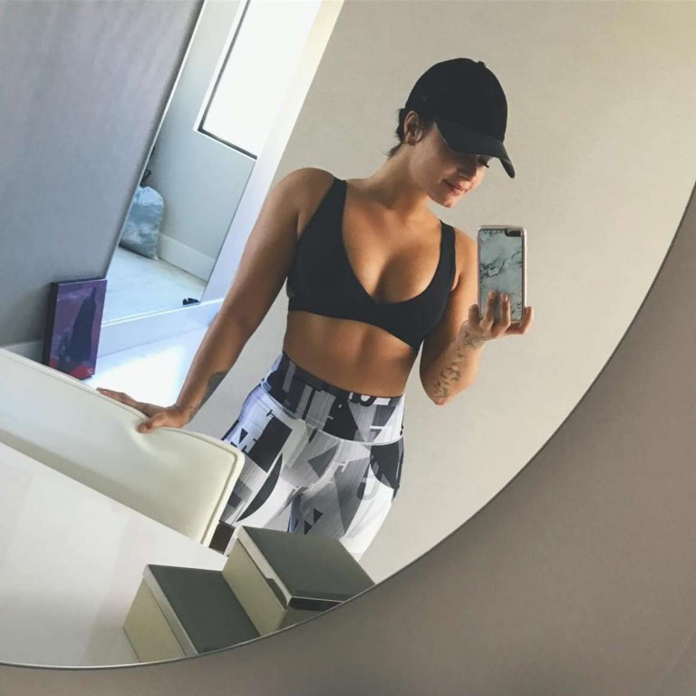 Demi Lovato in a Sports Bra at Instagram
